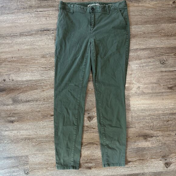 Eddie Bauer Womens Slightly Curvy Skinny Jeans Size 8 Green Mid Rise - Picture 1 of 3